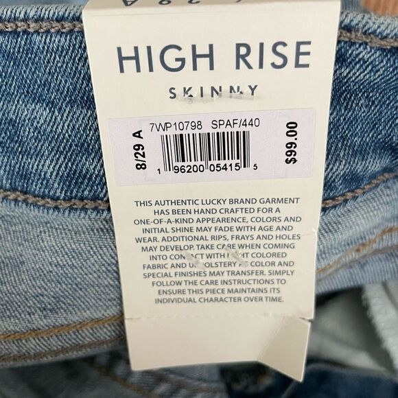 New with tags Lucky Brand High Rise Skinny Bridgette jeans,button fly sz 8/29A - Picture 9 of 9